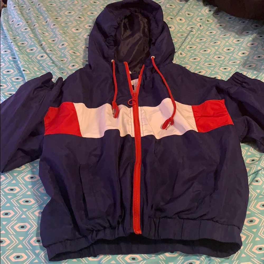 Red, blue, and white Jacket